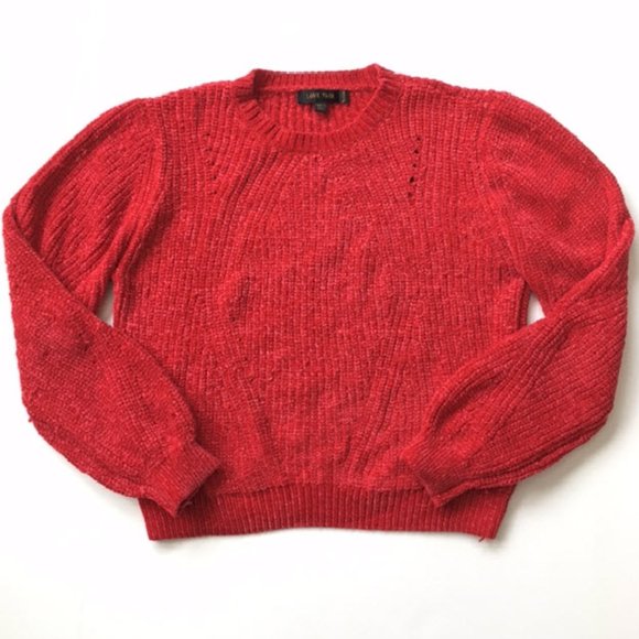 Love Tree Red Chenille Sweater - Picture 4 of 7